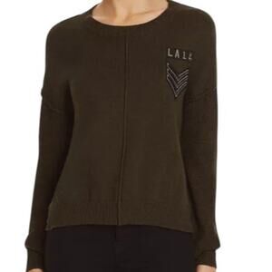 Rails Women's Size M Stafford Patch Sweater Cotton Cashmere Blend Dark Green